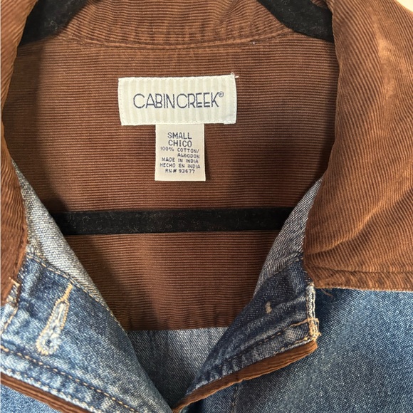 Cabin Creek Vintage Blue Denim Barn Jacket with Brown Corduroy Collar Size S - Picture 3 of 11